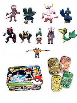 Metal tags box Pokemon με 5 φακελάκια και 5 φιγούρες (4cm)   