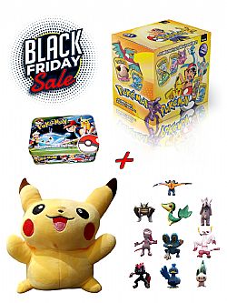 Pokemon 2023 (1 Κουτί-50 τμχ) & Pokemon Pikachu 25εκ & Metal tags box με 10 φιγούρες Black Friday 